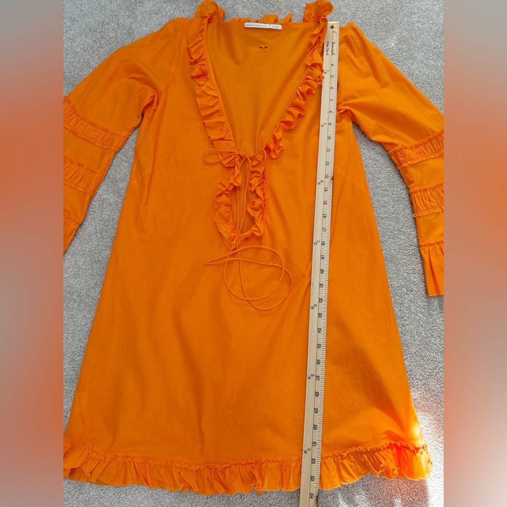 Anya Hindmarch - Orange Ruffled Beach Coverup Dress - 100% Cotton - size Large - Picture 14 of 16